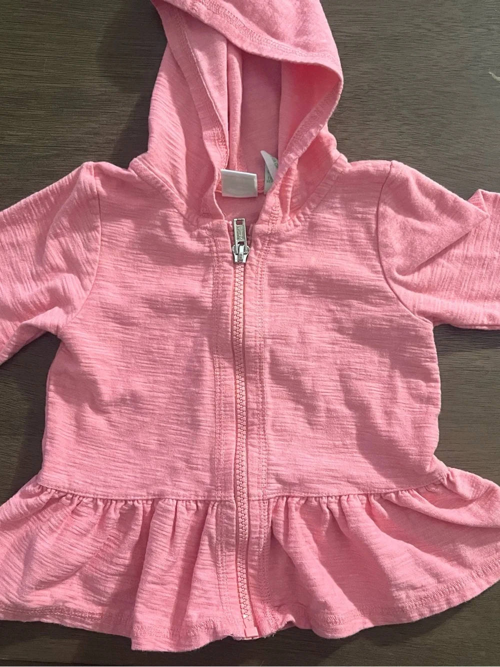 Peanut & Ollie Pink Hooded Ruffle Zip-Up Jacket | Girls 18M | Cotton Blend